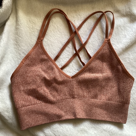 Aerie real good Ribbed Strappy Bralette in Rust  size Large - Picture 1 of 7